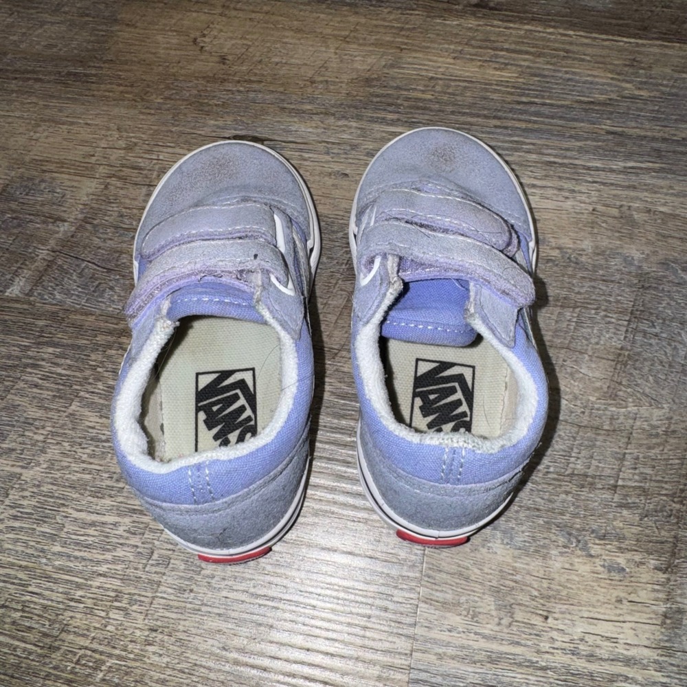Vans Old Skool V Toddler 6.5 Lavender Purple‎ Suede Strap Sneakers Shoes - Picture 6 of 8